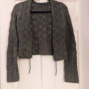 Women's Dark Green Crocheted Sweater